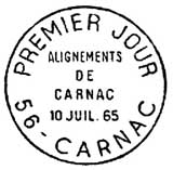 Oblitération 1er jour à Carnac le 10 juillet 1965