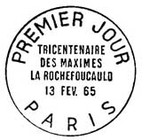 Oblitération 1er jour à Paris le 13 février 1965