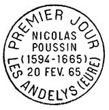 Oblitération 1er jour à Les Andelys le 20 février 1965