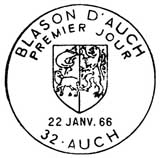 Oblitération 1er jour à Auch le 22 janvier 1966