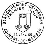 Oblitération 1er jour à Mont de Marsan le 22 janvier 1966
