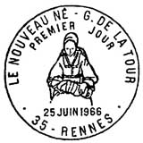 Oblitération 1er jour à Rennes 25 juin 1966