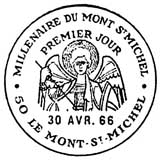 Oblitération 1er jour à Mont-Saint-Michel 30 avril 1966