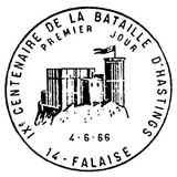 Oblitération 1er jour à Falaise et Bayeux 6 juin 1966