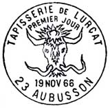Oblitération 1er jour à Aubusson le 19 novembre 1966
