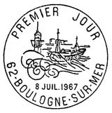 Oblitération 1er jour à Boulogne-sur-Mer le 8 juillet 1967