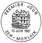 Oblitération 1er jour à Morlaix le 10 juin 1967