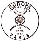 Oblitération 1er jour à Paris et Strasbourg le 22 avril 1967