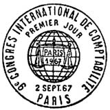 Oblitération 1er jour à Paris le 2 septembre 1967