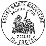 Oblitération 1er jour à Troyes le 7 octobre 1967