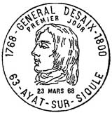 Oblitération 1er jour à Ayat-sur-Sioule le 23 mars 1968
