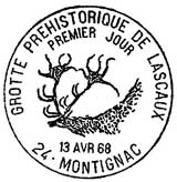 Oblitération 1er jour à Montignac le 13 avril 1968