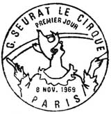 Oblitération 1er jour à Paris le 8 novembre 1969