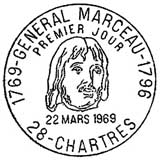 Oblitération 1er jour à Chartres le 22 mars 1969