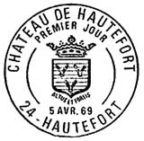 Oblitération 1er jour à Hautefort le 5 avril 1969