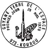 Oblitération 1er jour à Kourou (Guyane) le 28 mars 1970