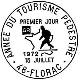 Oblitération 1er jour à Florac le 15 juillet 1972