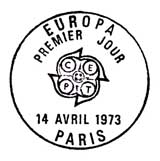 Oblitération 1er jour à Paris et Strasbourg le 14 avril 1973