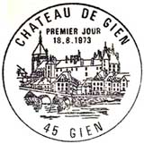 Oblitération 1er jour à Gien le 18 aout 1973