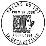 Oblitération 1er jour à Decazeville le 7 septembre 1974