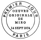 Oblitération 1er jour à Paris le 14 septembre 1974