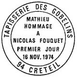 Oblitération 1er jour à Créteil le 16 novembre 1974