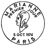 Oblitération 1er jour à Paris le 5 octobre 1974