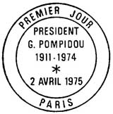 Oblitération 1er jour à Aurillac-Saint-Flour et Paris le 2 avril 1975