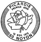 Oblitération 1er jour à Noyon le 15 novembre 1975
