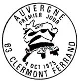 Oblitération 1er jour à Clermont-Ferrant le 4 octobre 1975