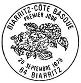 Oblitération 1er jour à Biarritz le 25 septembre 1976