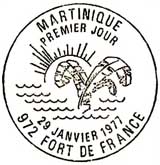 Oblitération 1er jour à Fort-de-France le 21 janvier 1977