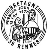Oblitération 1er jour à Rennes le 2 février 1977