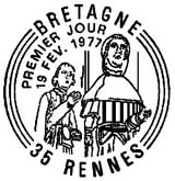 Oblitération 1er jour à Rennes le 2 février 1977