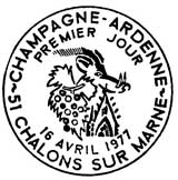 Oblitération 1er jour à Chalon-sur-Marne le 16 avril 1977