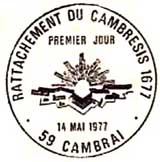 Oblitération 1er jour à Cambrais le 14 mai 1977