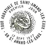 Oblitération 1er jour à Saint-Amant-les-Eaux le 17 septembre 1977