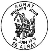 Oblitération 1er jour à Auray le 30 juin 1979