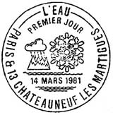 Oblitération 1er jour à Châteauneuf-les-Martigues le 14 mars1981