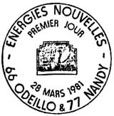 Oblitération 1er jour à Odeillo et Nandy le 28 mars 1981
