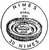 Oblitération 1er jour à Nimes le 11 avril 1981