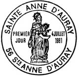 Oblitération 1er jour à Auray le 4 juillet 1981