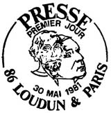 Oblitération 1er jour à Loudun et Paris le 30 mai 1981