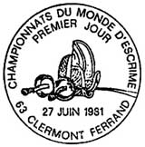 Oblitération 1er jour à Clermont-Ferrant le 27 juin 1981