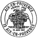 Oblitération 1er jour à Aix-en-Provence le 19 juin 1982