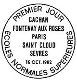 Oblitération 1er jour à Cachan, Fontenay-aux-Roses, Montrouge, Paris et Saint-Cloud le 16 octobre 1982