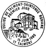 Oblitération 1er jour à Talmont le 15 juin 1985