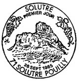 Oblitération 1er jour à Solutré le 28 septembre 1985