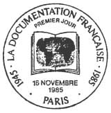 Oblitération 1er jour à Paris le 16 novembre 1985