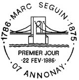 Oblitération 1er jour à Amonay le 22 février 1986